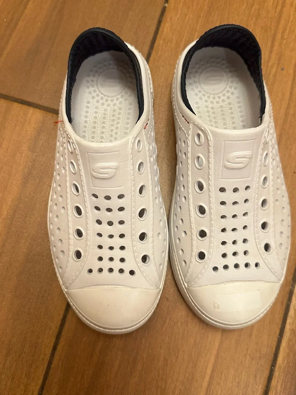 Skechers White Slip-On Perforated Athletic Sneakers